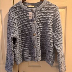 LOFT Heather Blue Knit Cardigan